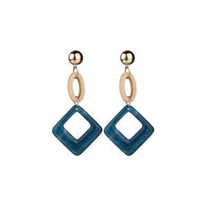 Goldtone Blue Drop Earrings